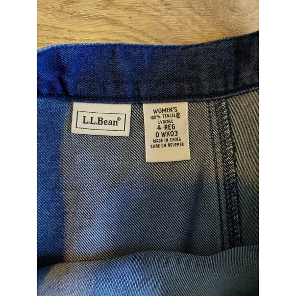LL Bean Women's Denim Chambray Maxi Skirt A-Line Tencel Size 4 Blue - Picture 4 of 6